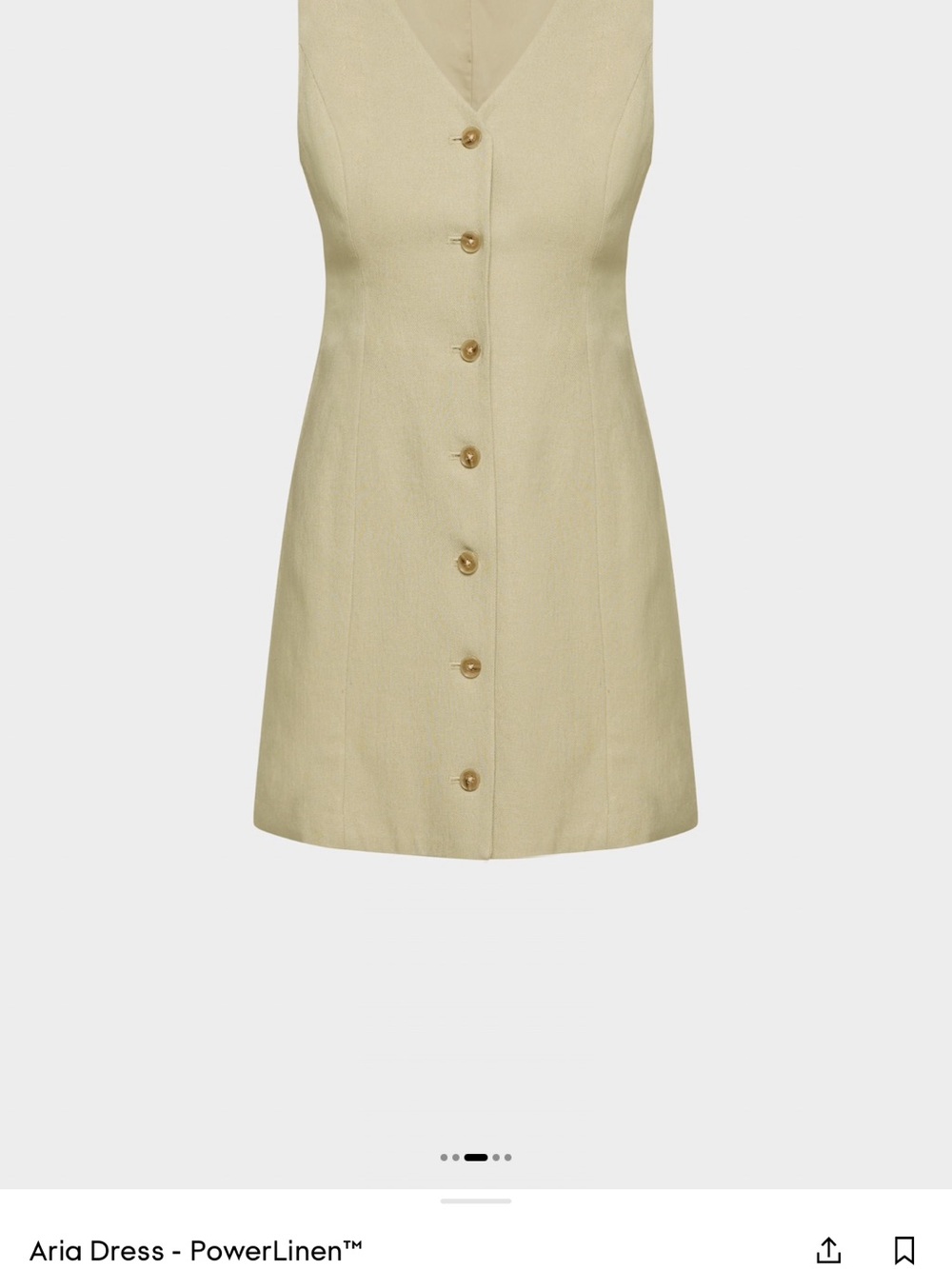 Aria Dress - Martini Olive color - Linen Button-Front Mini Dress - Picture 4 of 7